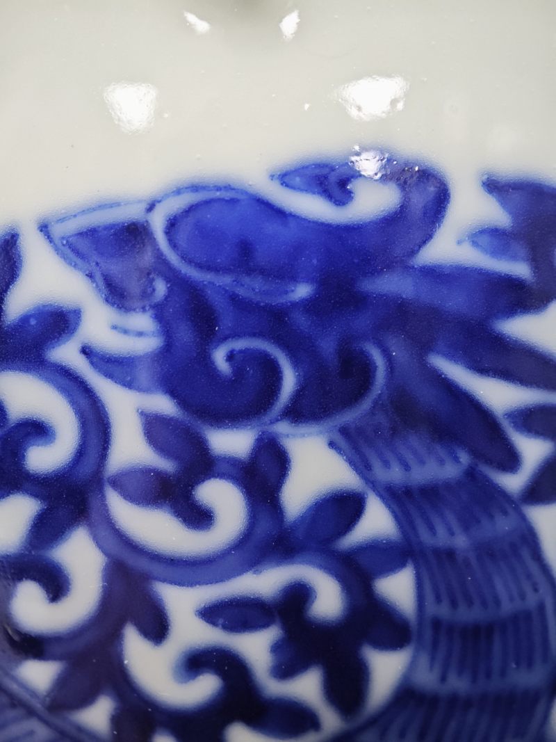清晚期  青花团凤纹蟠螭尊 - 图11