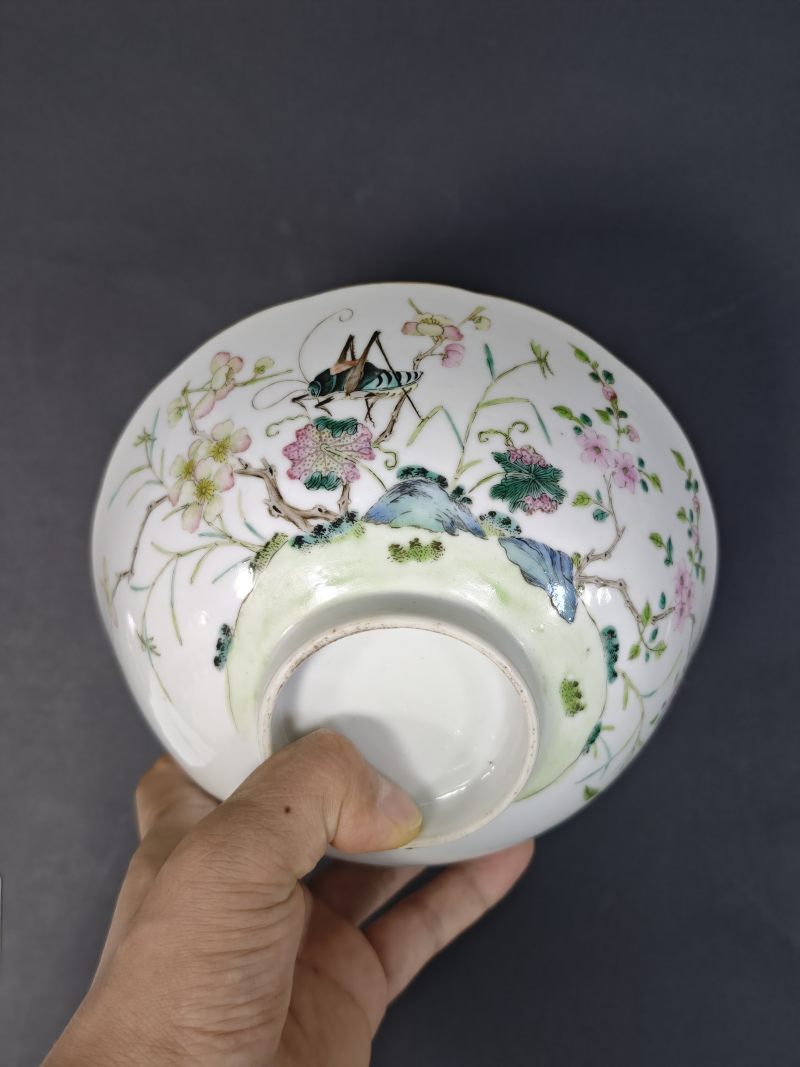 清中期  粉彩花卉纹碗 - 图4