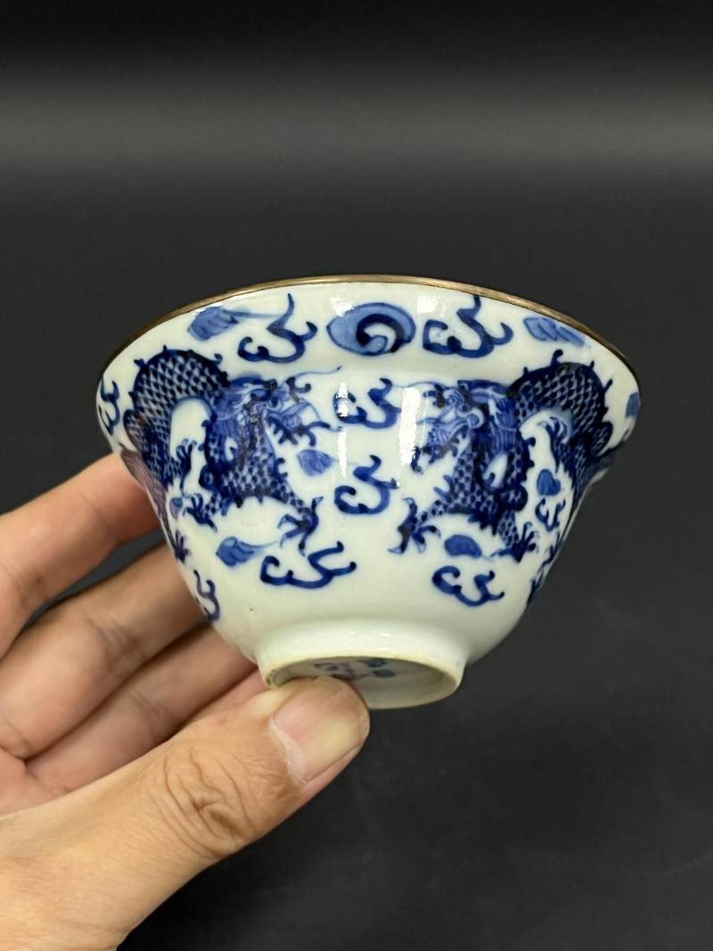 清晚期  青花、青花釉里红、仿钧釉茶碗七件 - 图37