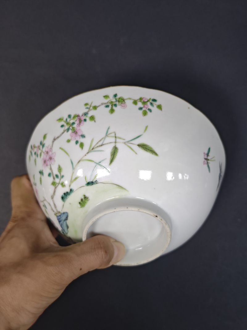 清中期  粉彩花卉纹碗 - 图5