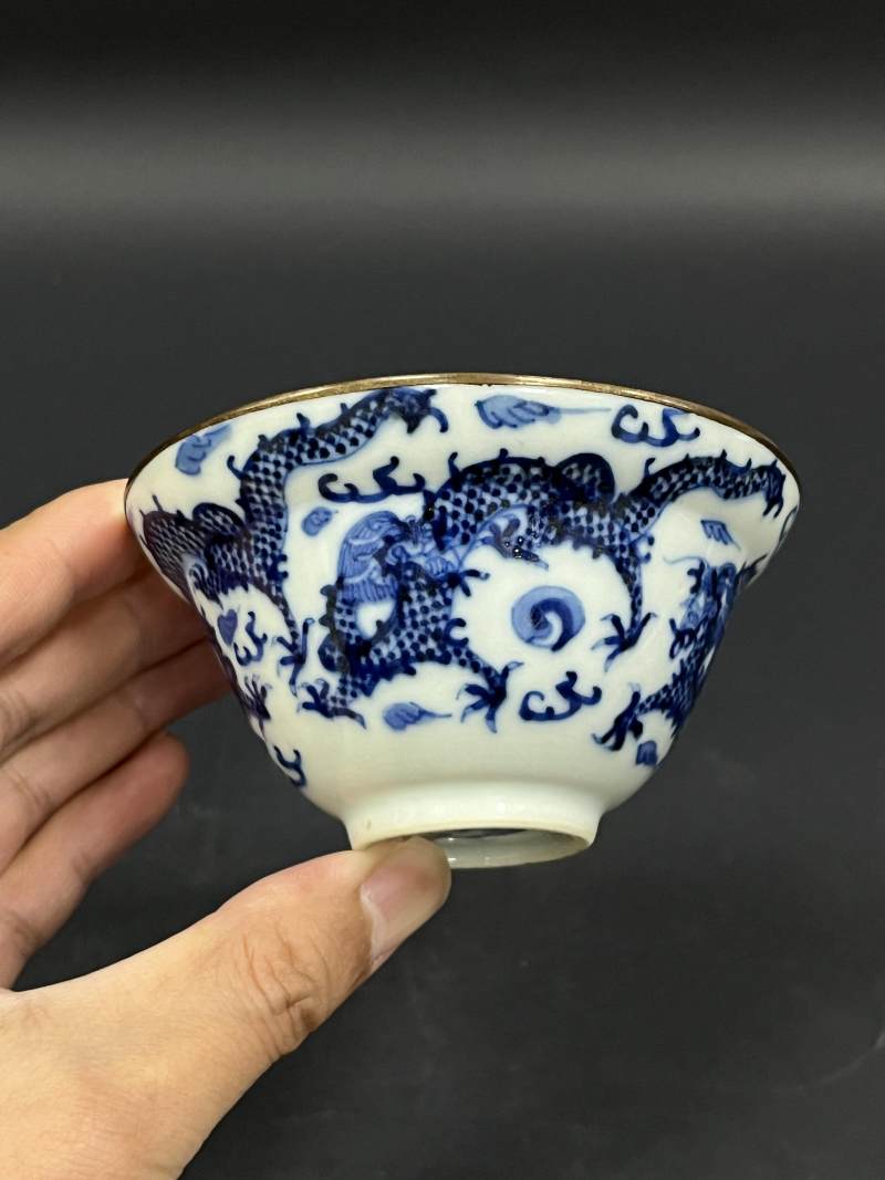 清晚期  青花、青花釉里红、仿钧釉茶碗七件 - 图38