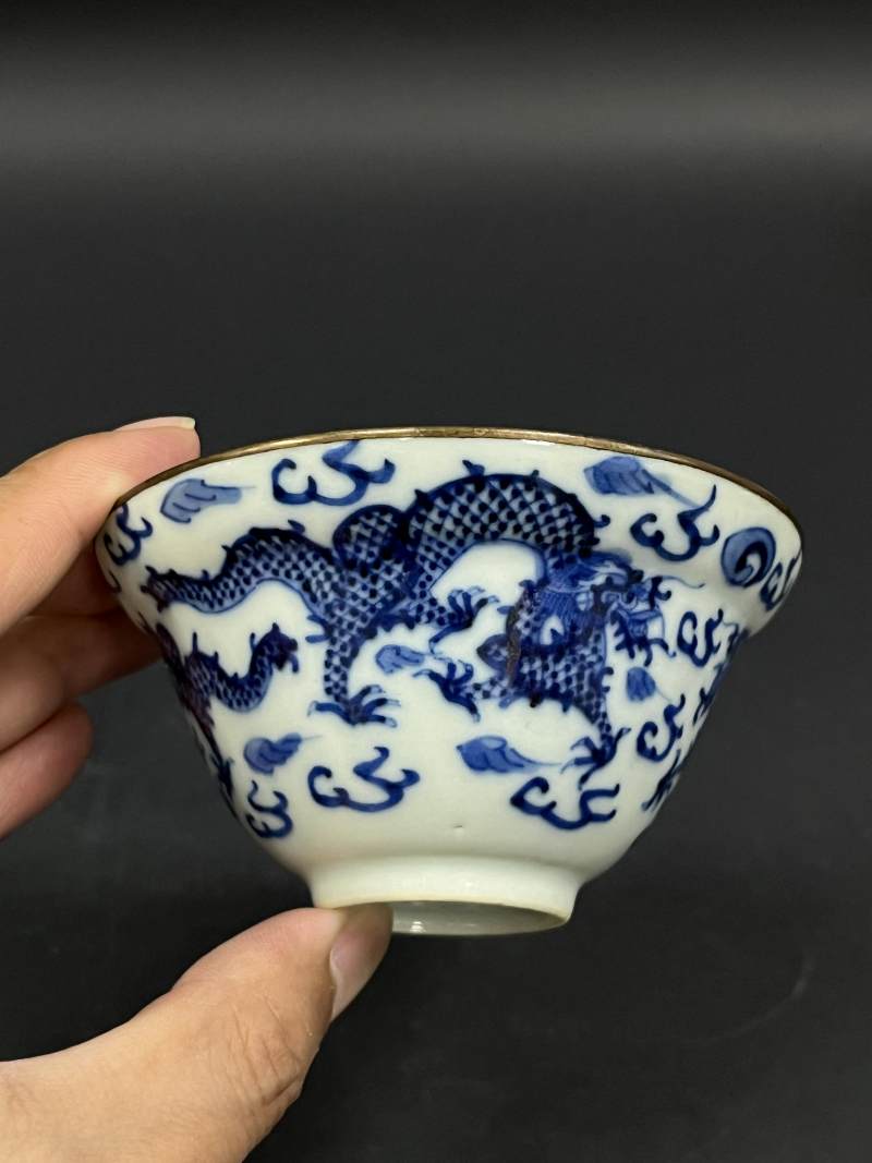 清晚期  青花、青花釉里红、仿钧釉茶碗七件 - 图40