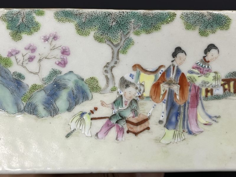 清中期  粉彩西厢记人物故事图三角碗 - 图9