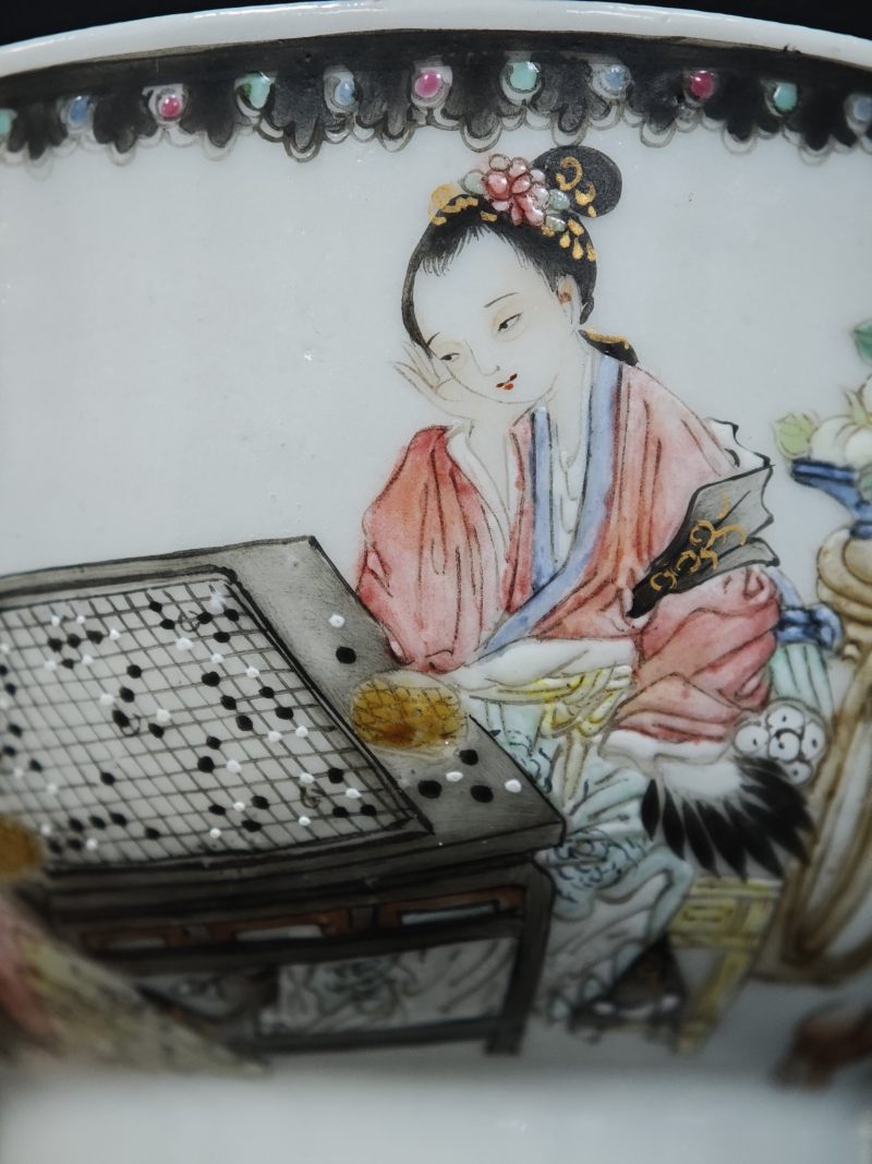 清雍正  粉彩对弈图杯盏 - 图19