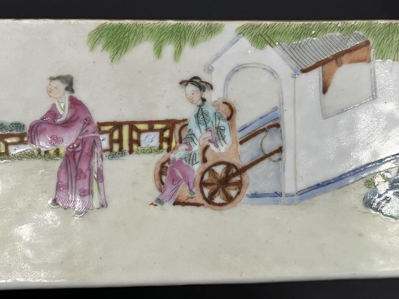 清中期  粉彩西厢记人物故事图三角碗 - 图10