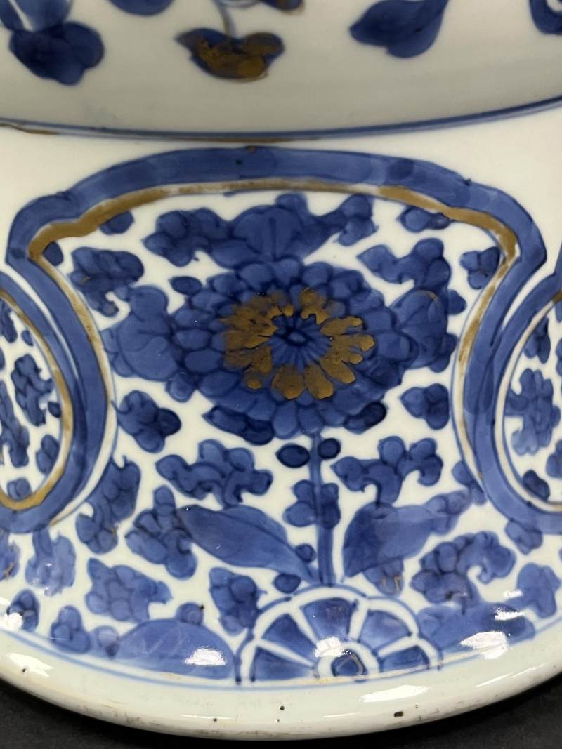 清康熙  青花描金花卉纹花觚 - 图14
