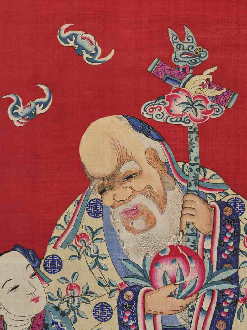清  缂丝寿星像 - 图4