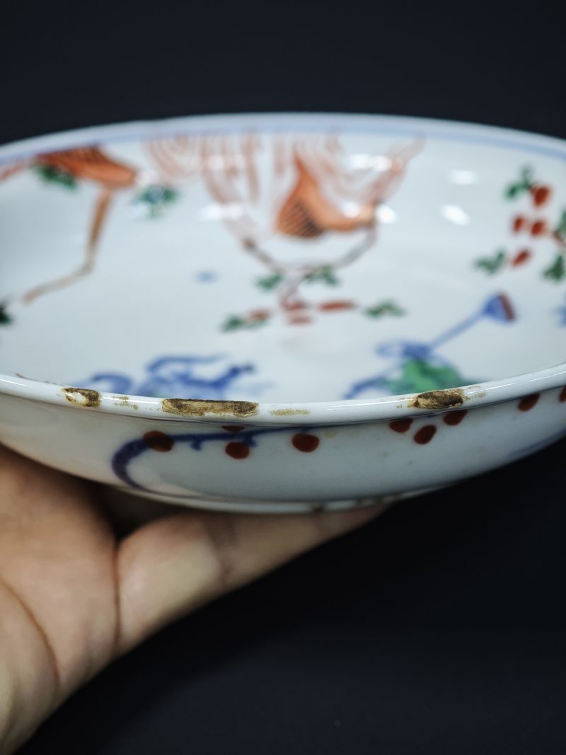 明末清初  青花五彩神仙人物纹盘一对 - 图15
