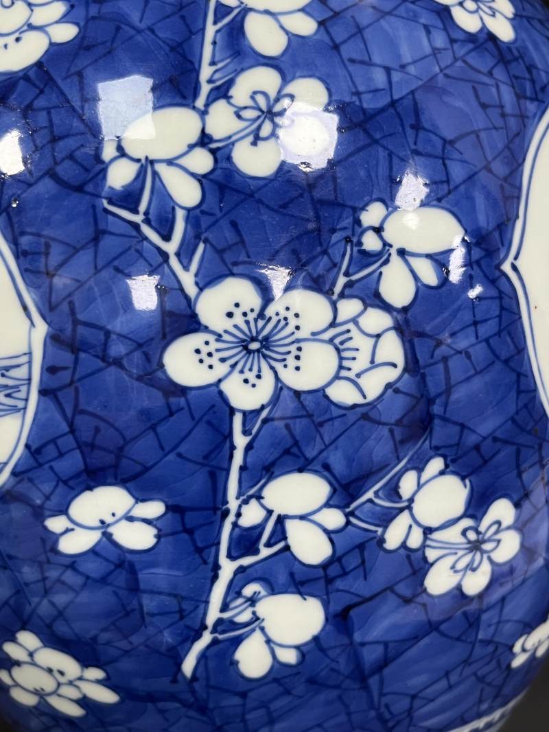 清康熙  青花冰梅纹开光瑞兽纹罐 - 图13