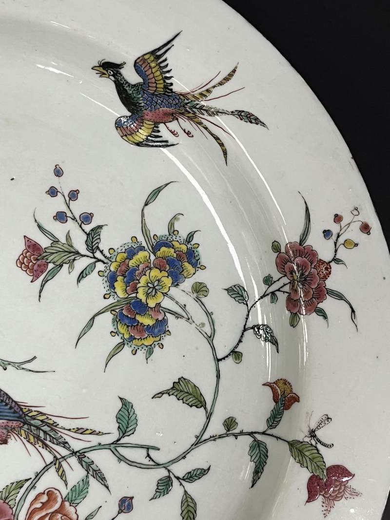 清雍正  粉彩花鸟纹折沿大盘 - 图7