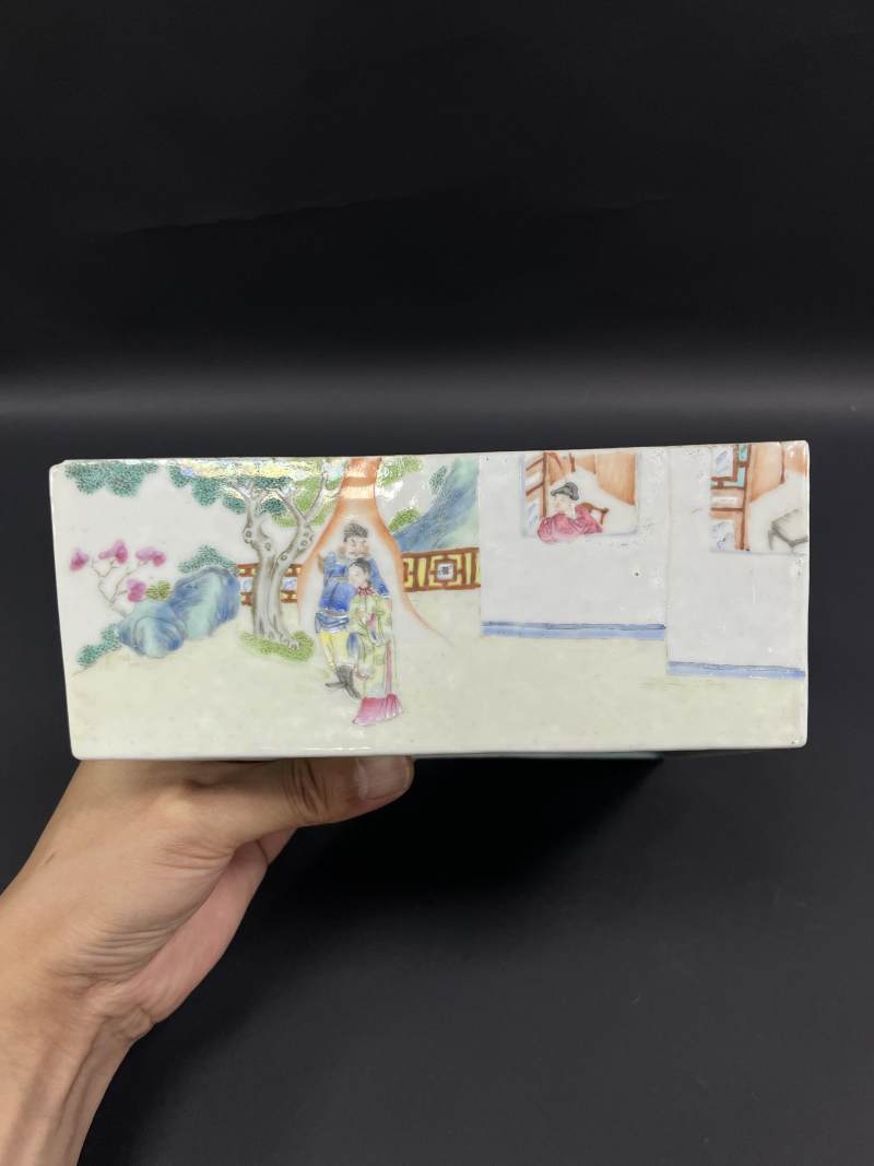清中期  粉彩西厢记人物故事图三角碗 - 图6