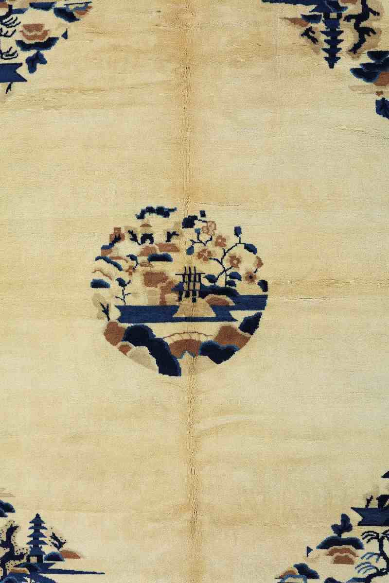 民国  米色地山水纹地毯 - 图4