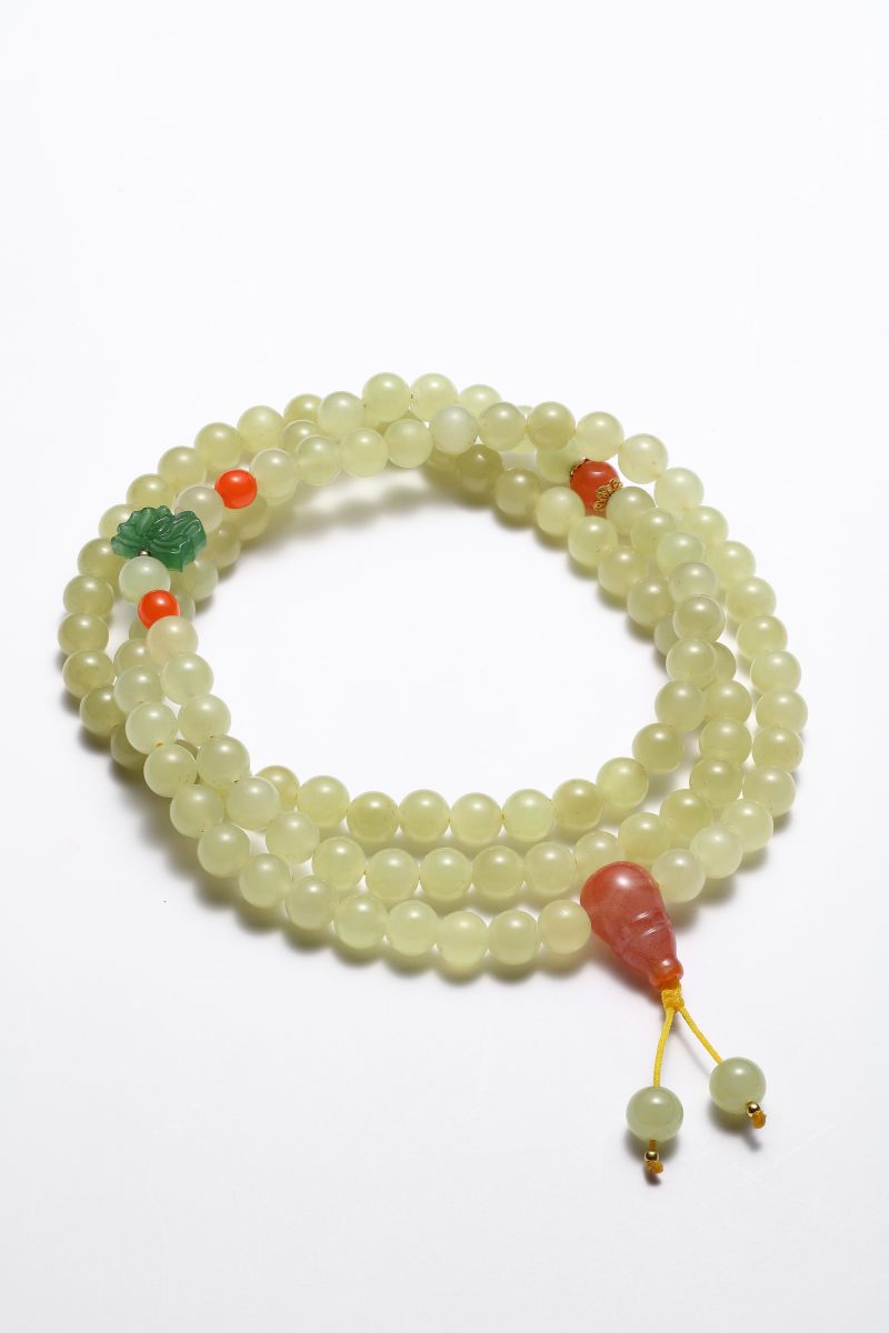 当代  “温婉”黄玉108颗长珠串 - 图3