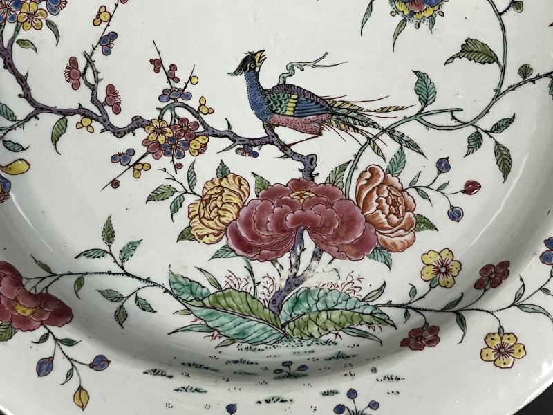 清雍正  粉彩花鸟纹折沿大盘 - 图9