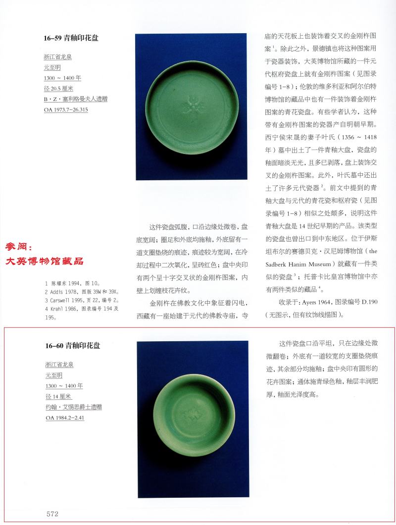 明早期  龙泉窑青釉暗刻花卉纹盘 - 图10