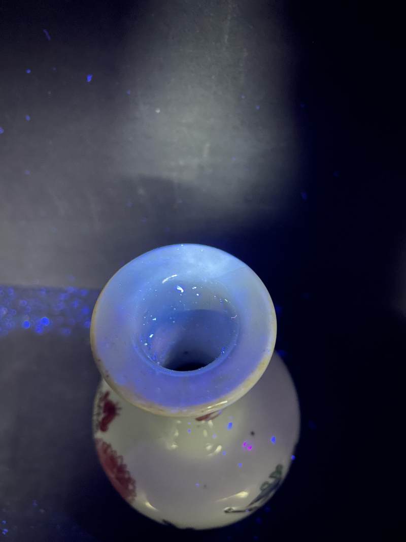 清康熙  五彩菊石图小棒槌瓶 - 图11