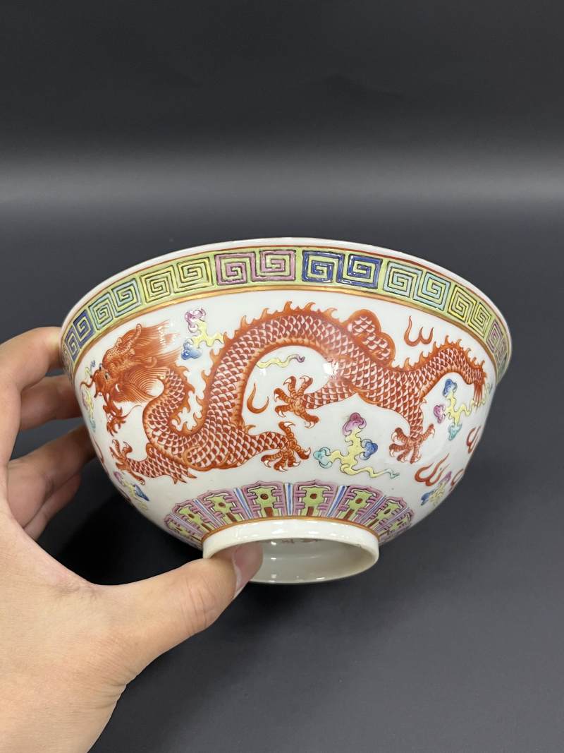 清光绪  粉彩龙凤纹碗 - 图3