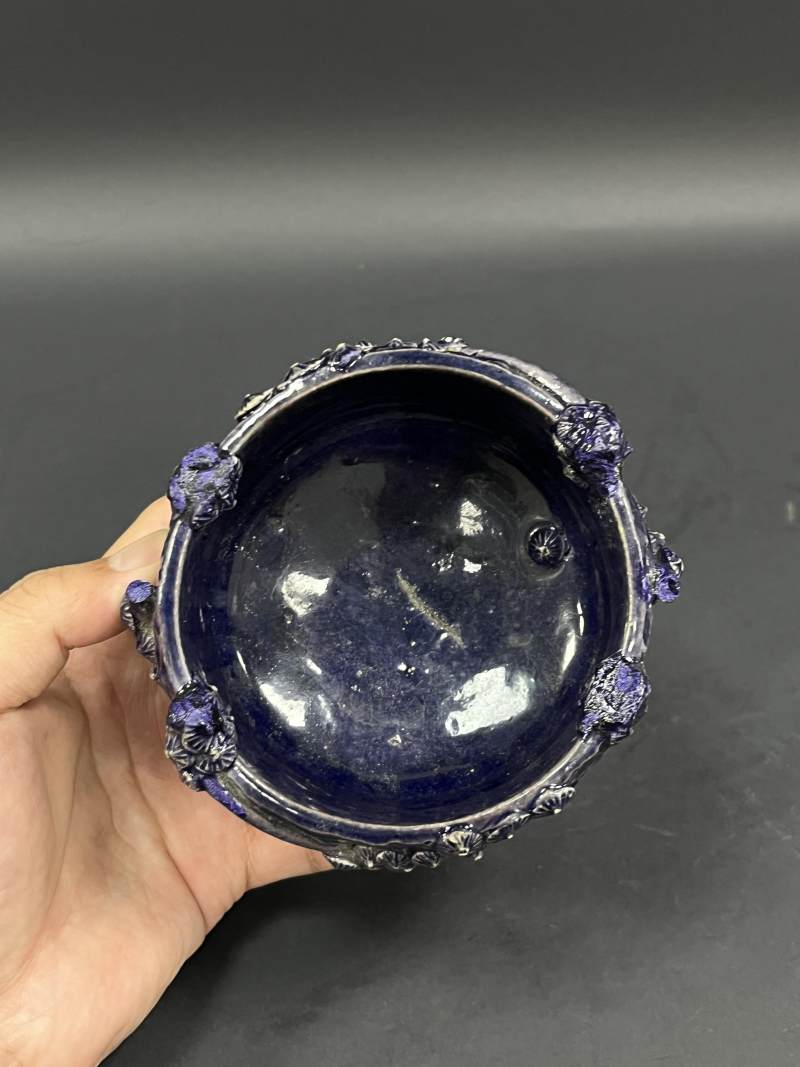 清康熙  茄皮紫釉松虬炉 - 图5