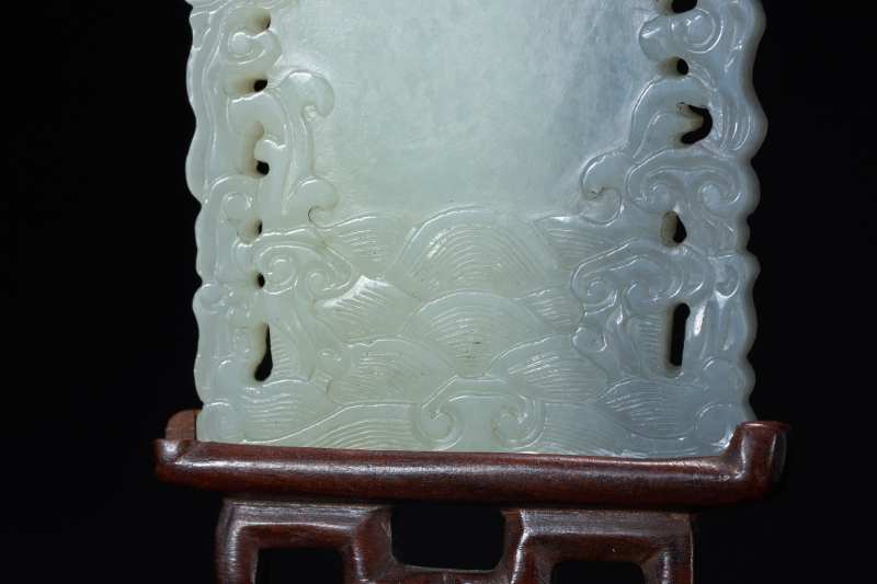 清中期  黑白玉巧雕福山寿海圭摆件 - 图5