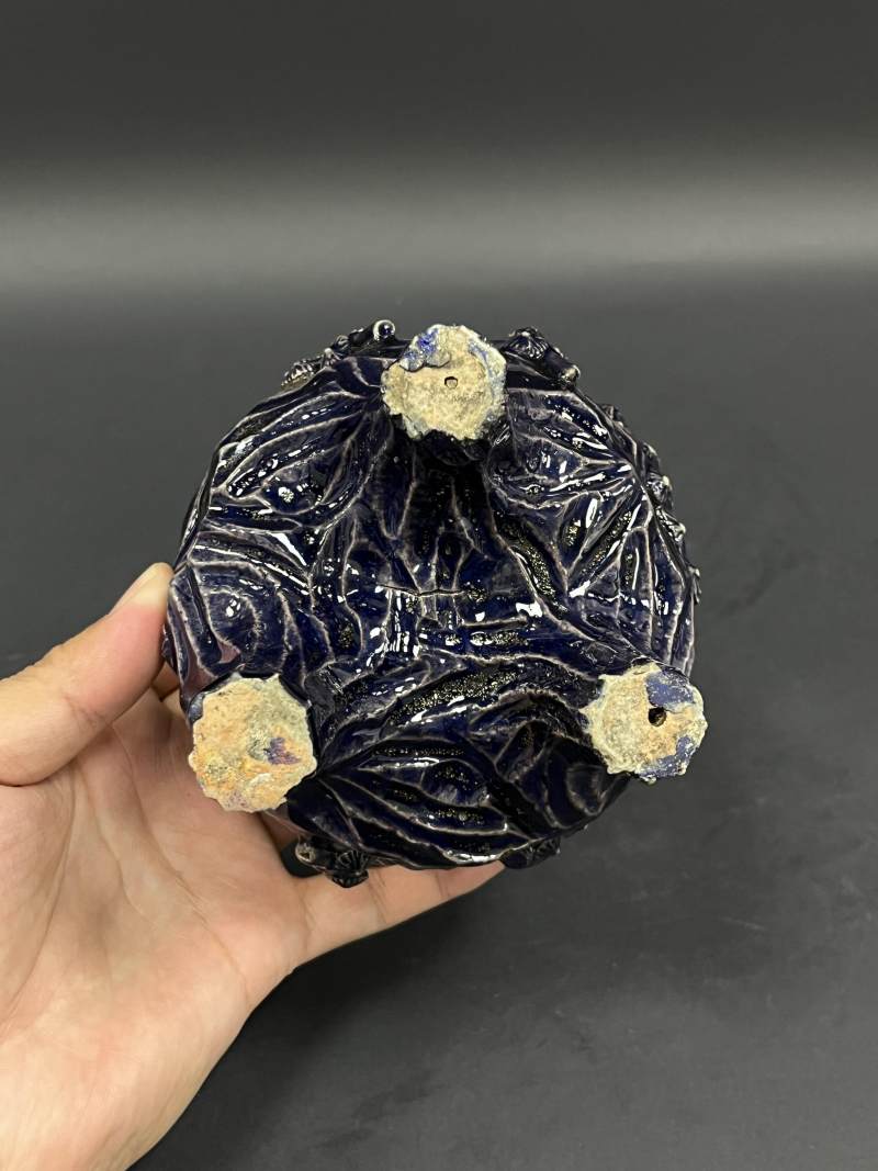 清康熙  茄皮紫釉松虬炉 - 图6