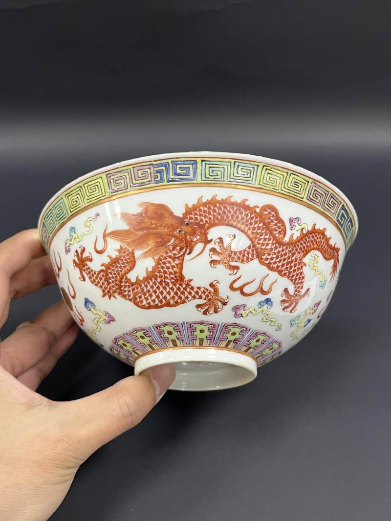 清光绪  粉彩龙凤纹碗 - 图5