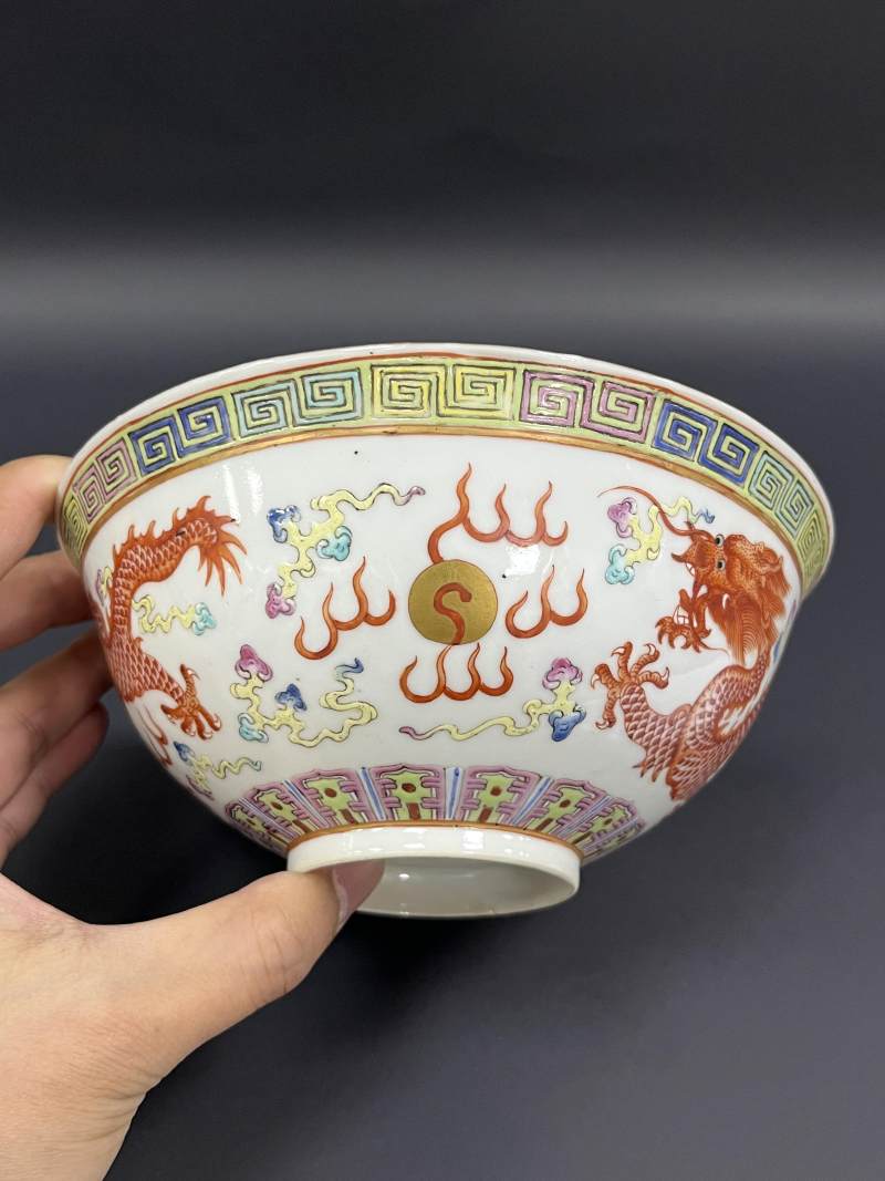 清光绪  粉彩龙凤纹碗 - 图6