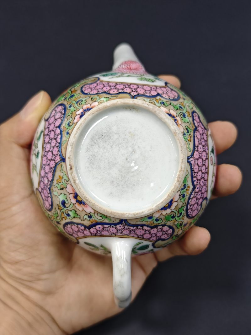 清雍正  粉彩锦地开光芙蓉花卉纹壶 - 图8