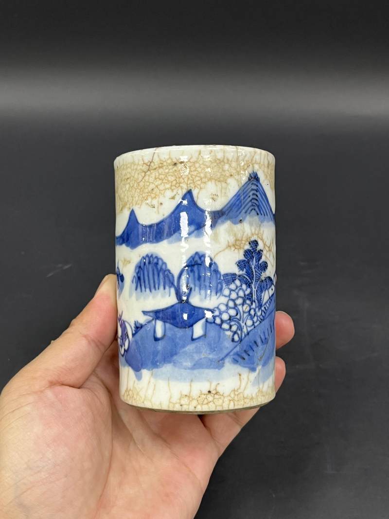 清  青花、仿哥釉青花、青釉瓷器四件 - 图24