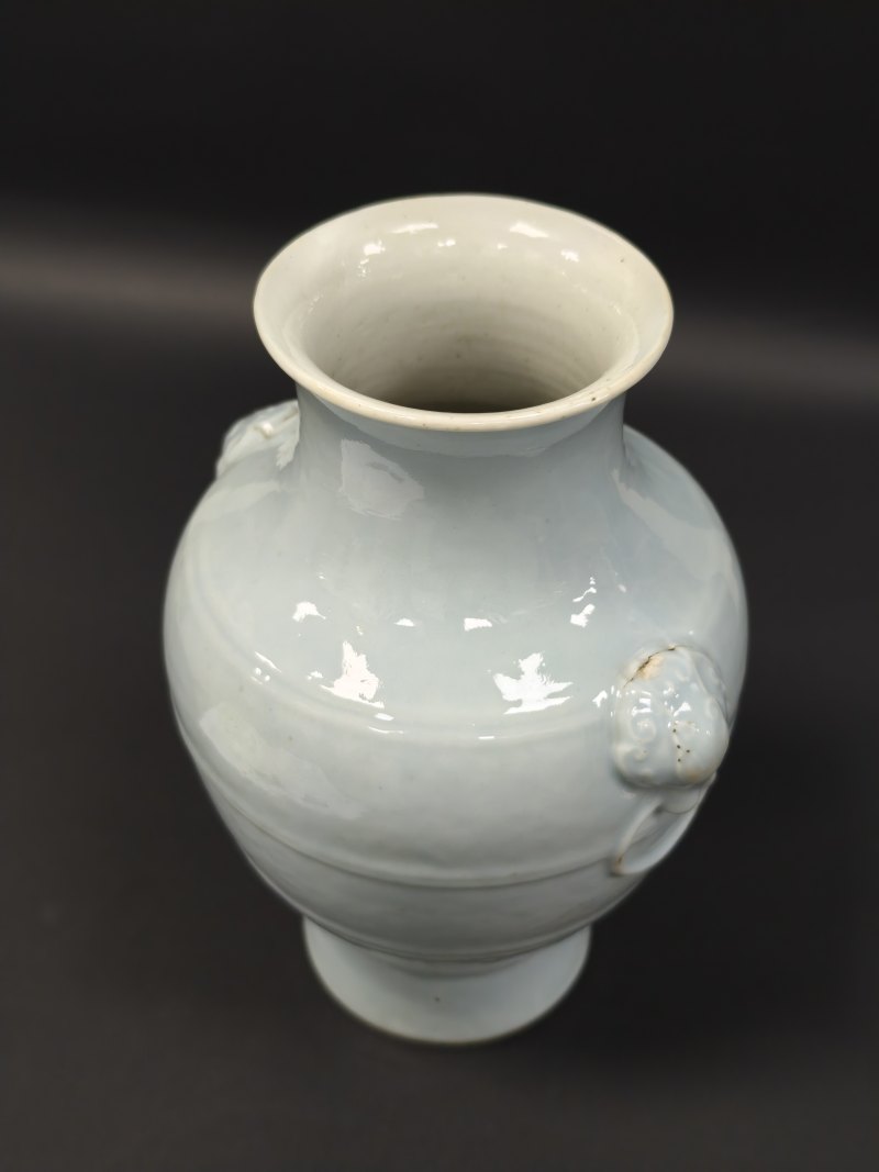清晚期  天蓝釉铺首尊 - 图7
