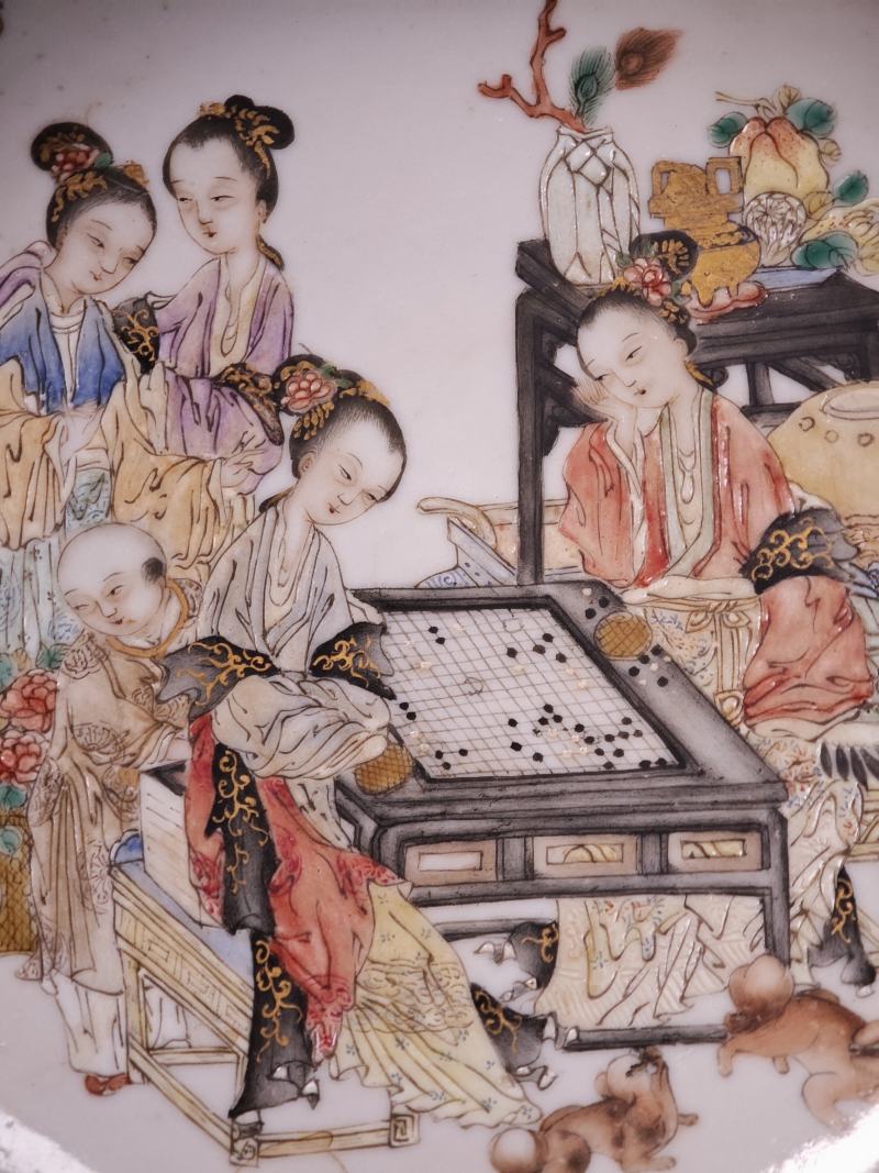 清雍正  粉彩对弈图杯盏 - 图9