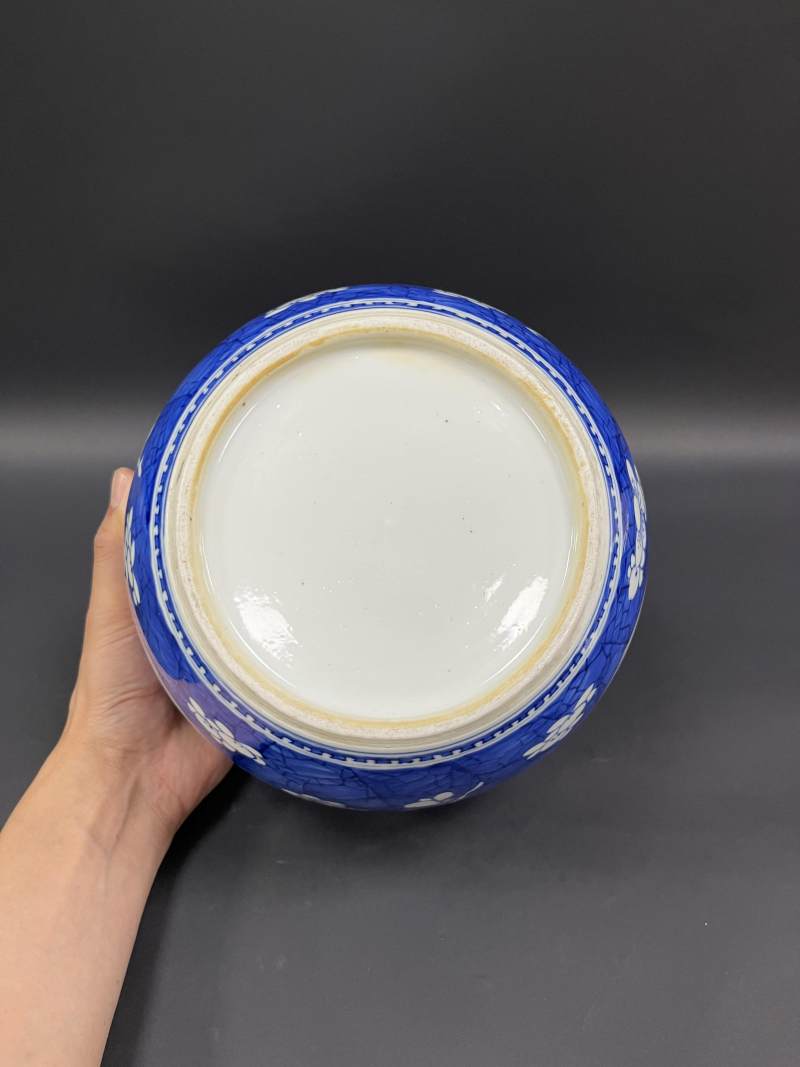 清康熙  青花冰梅纹开光瑞兽纹罐 - 图9