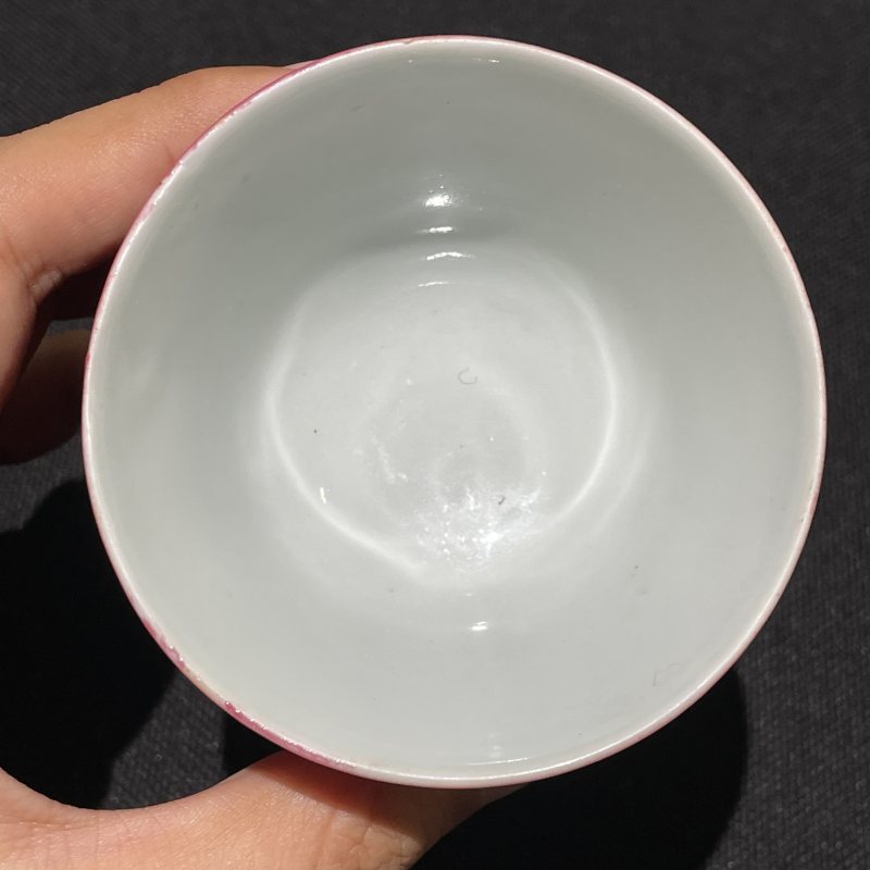 民国 胭脂红釉杯 - 图5