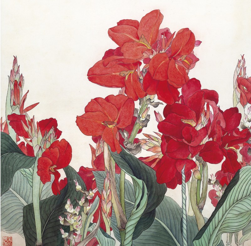 宋世伟  花卉镜心带框
