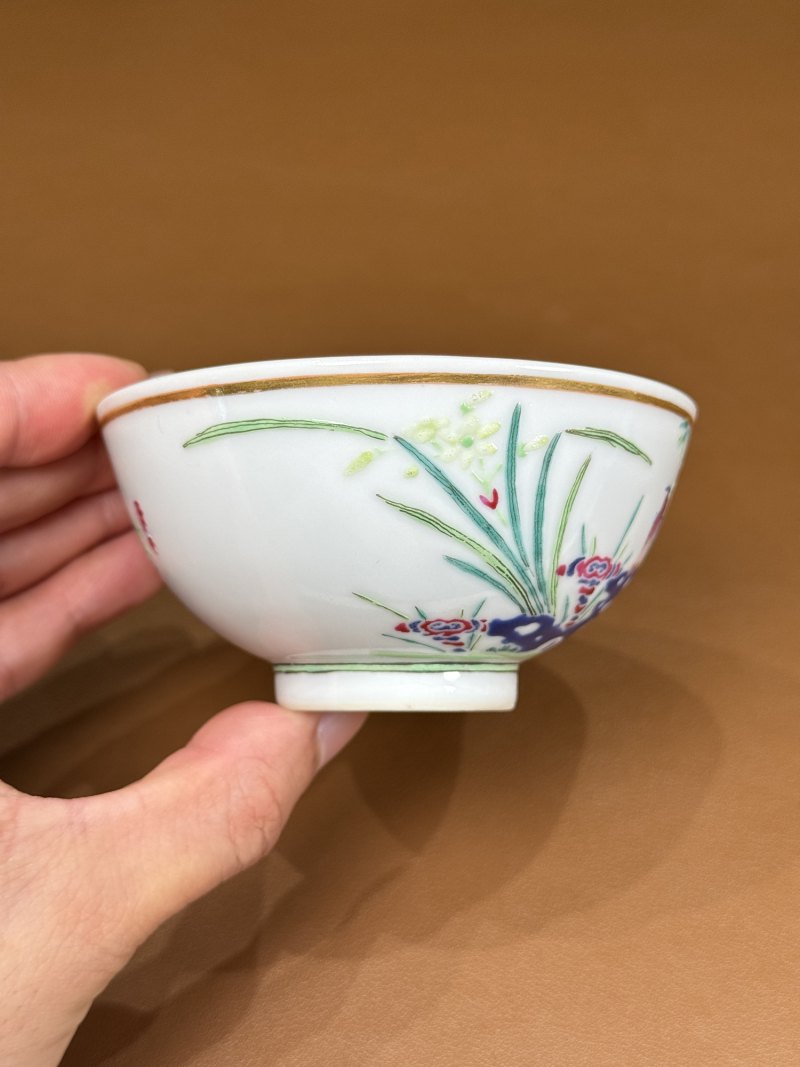 清光绪 粉彩加料彩花鸟纹小碗 - 图11