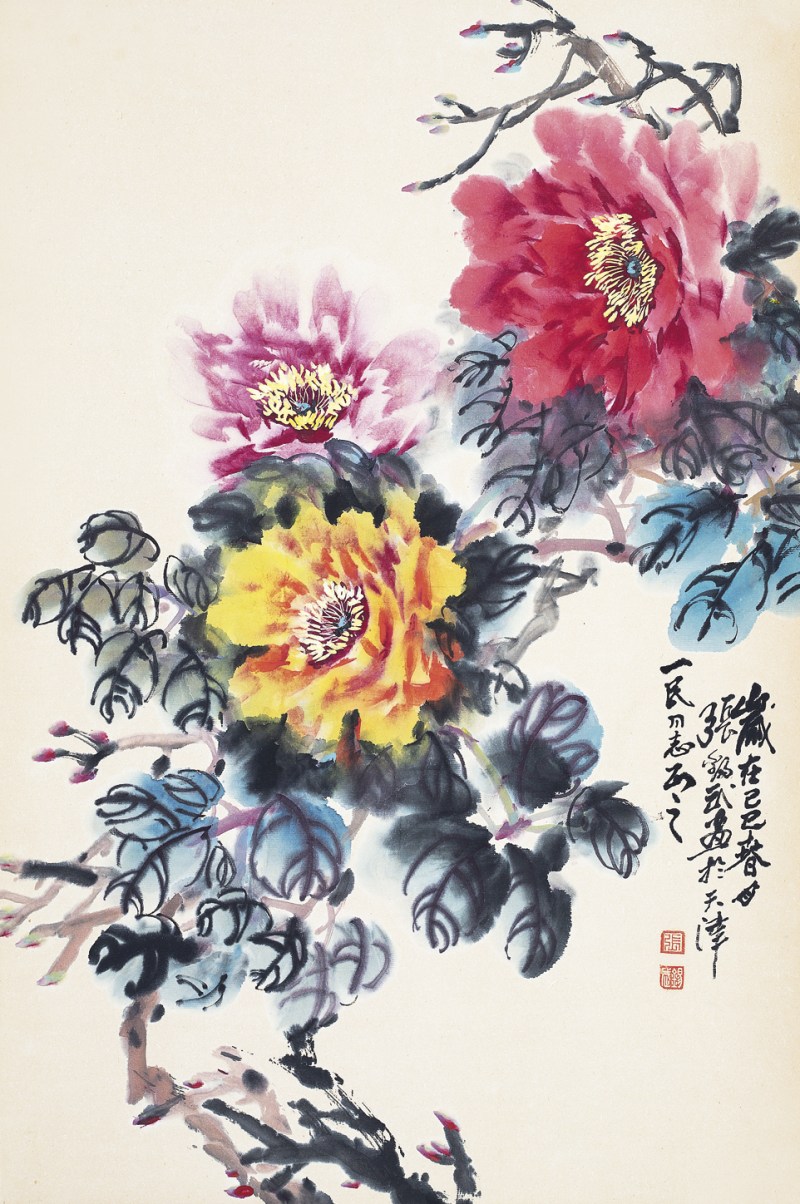 张锡武  花卉立轴