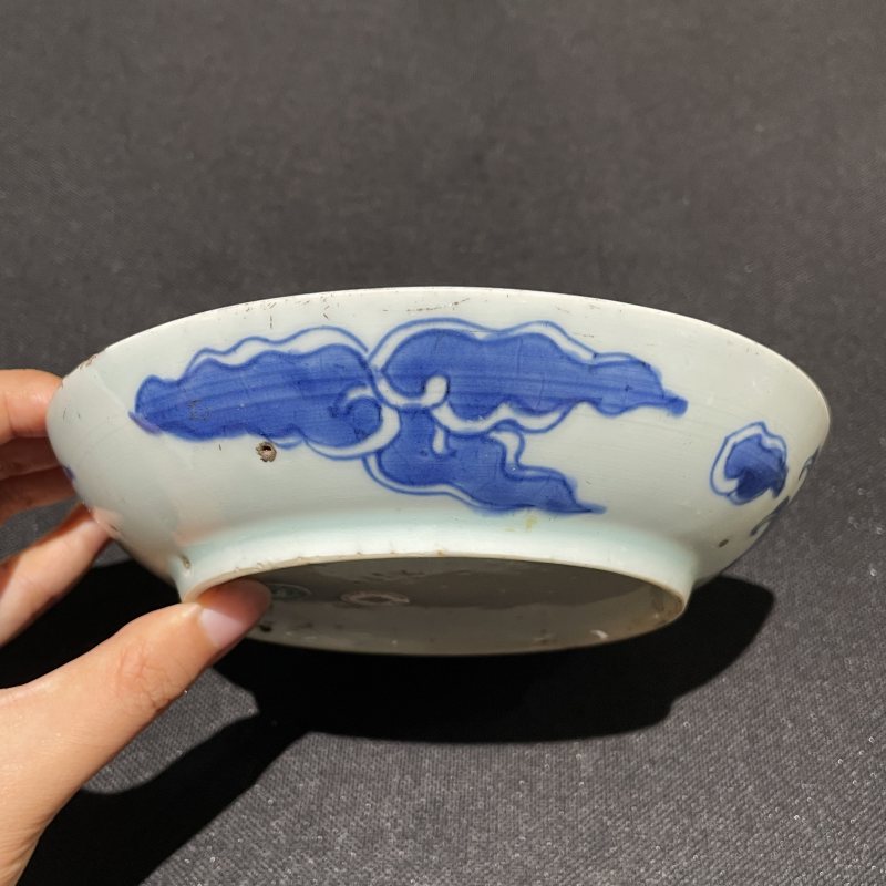 清雍正 青花过墙龙纹盘 - 图3
