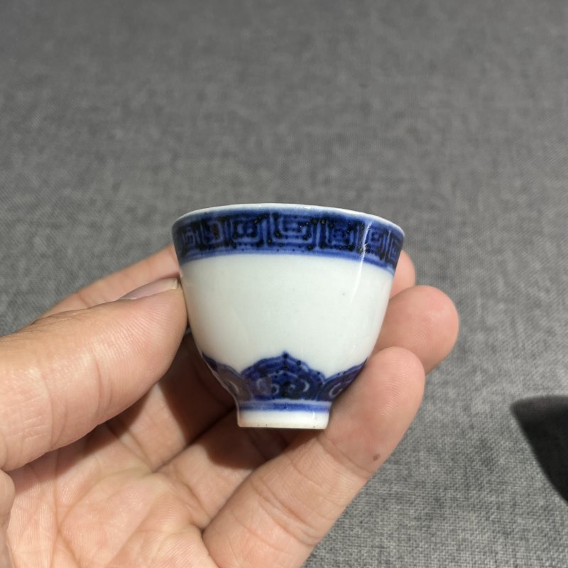 清中期青花鸡心杯一组5只 - 图5