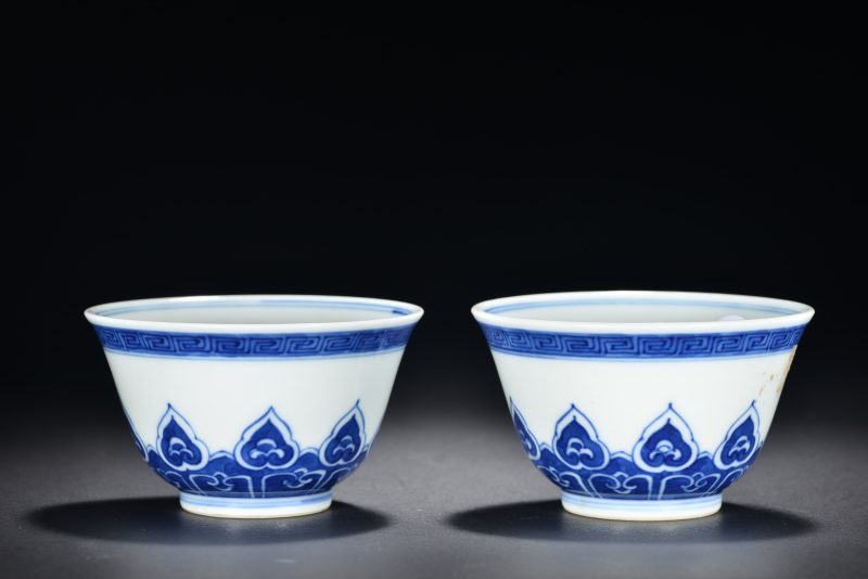清 青花如意纹杯（2件） - 图5