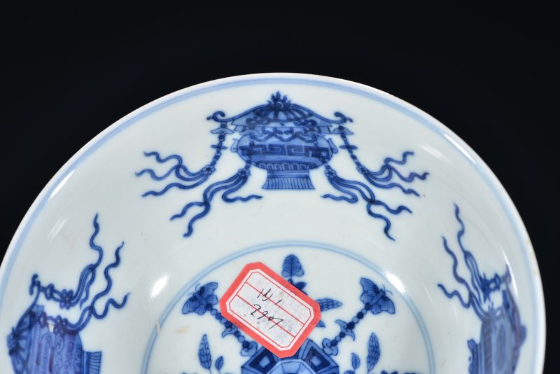 清道光 内青花外粉彩花卉纹碗 - 图6