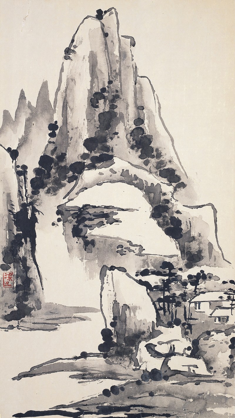 梁崎  山水立轴