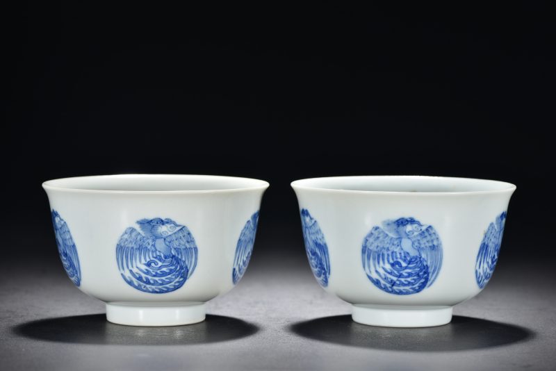 清 青花团凤纹碗（2件） - 图10