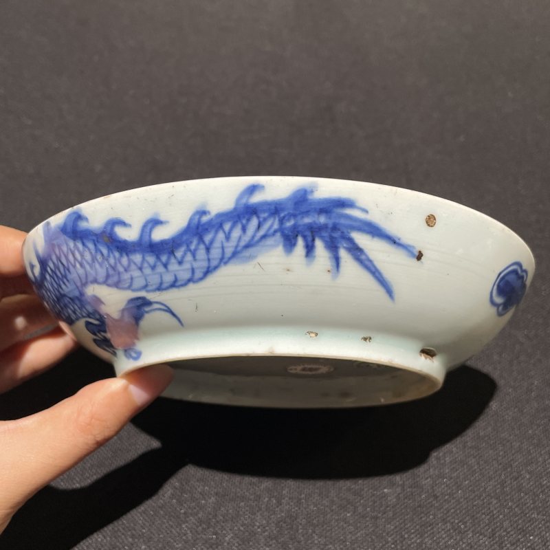 清雍正 青花过墙龙纹盘 - 图5
