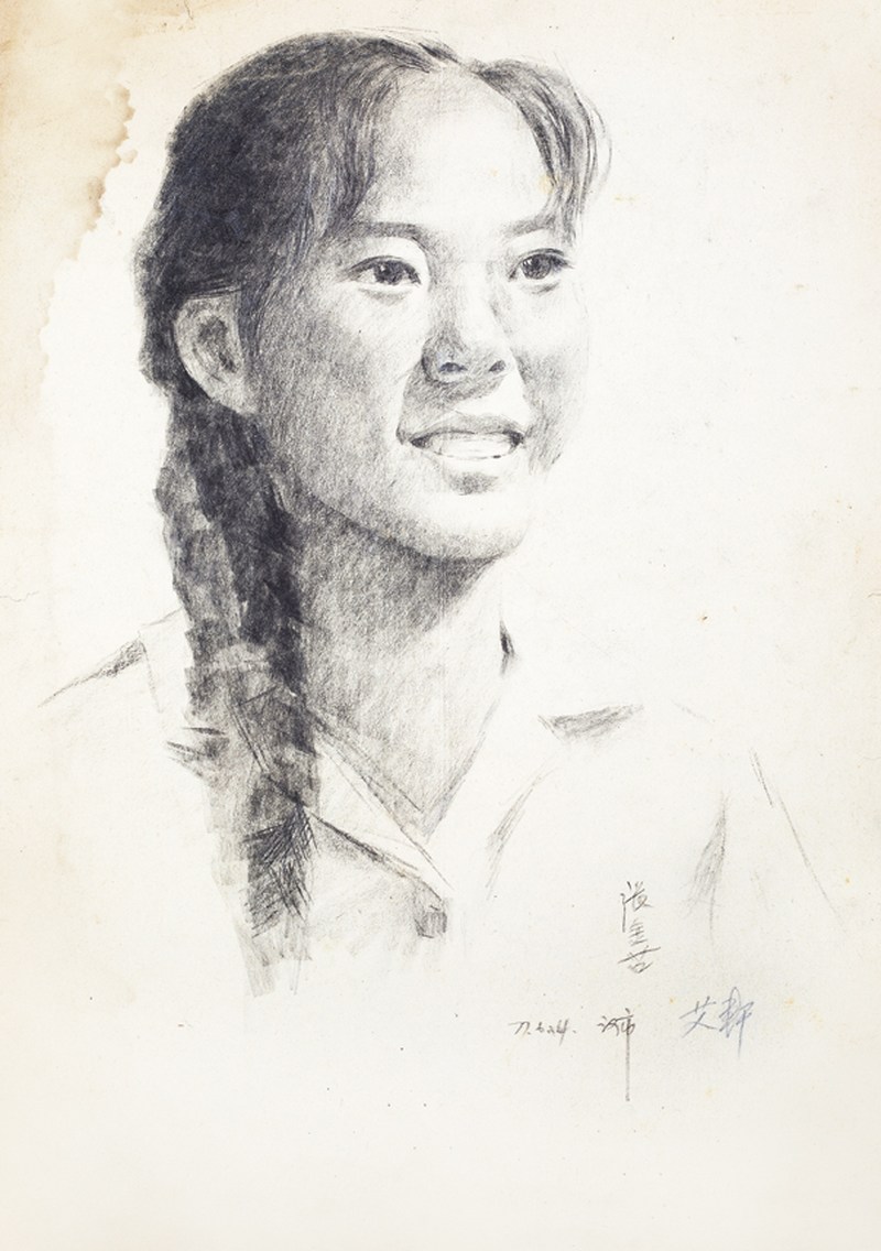 艾轩  人物素描镜心