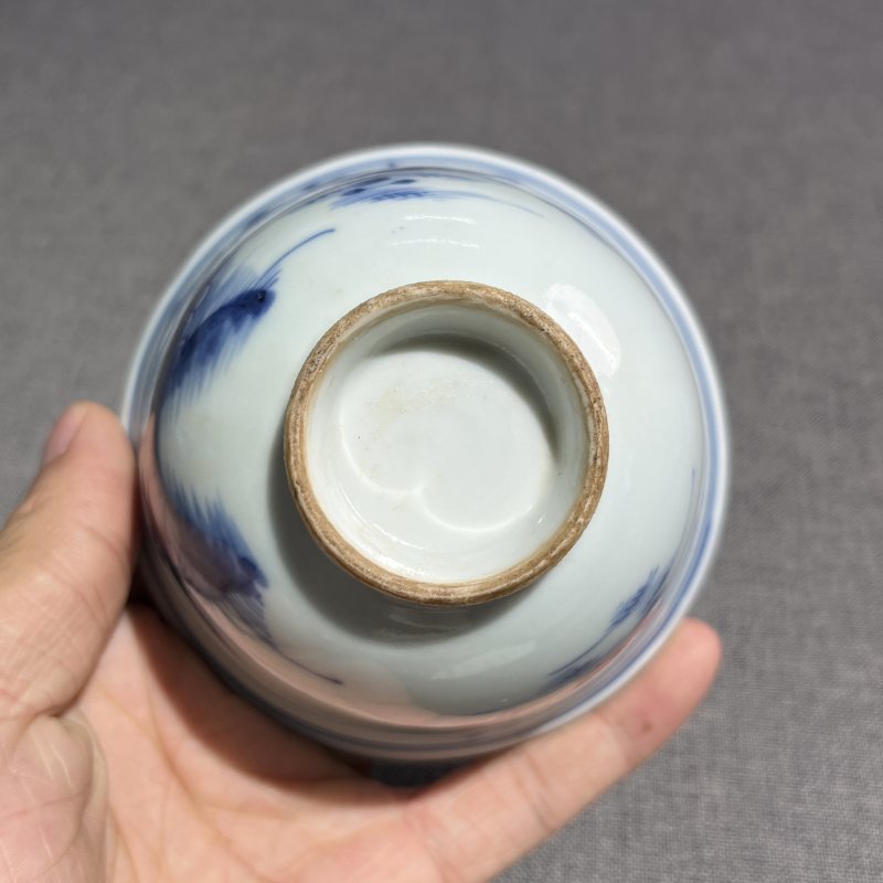 清乾隆青花山水纹盖碗 - 图13