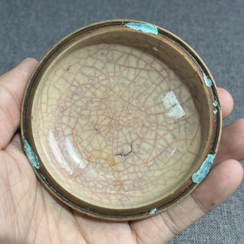 清晚期浆胎青花人物故事印泥盒 - 图10