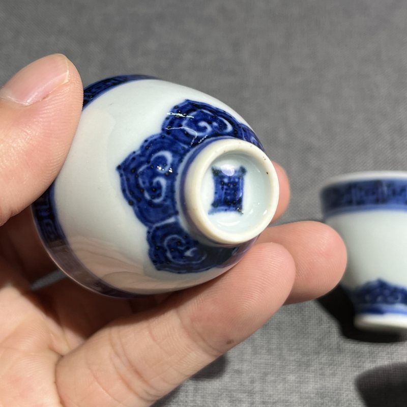 清中期青花鸡心杯一组5只 - 图8
