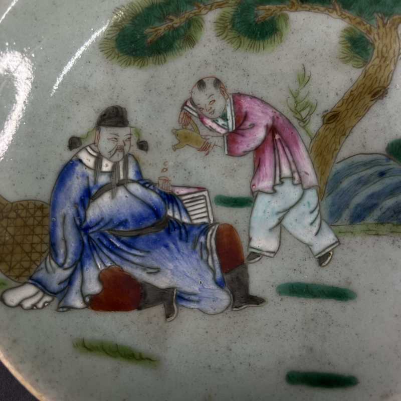 清 粉彩太白醉酒纹盘 - 图3