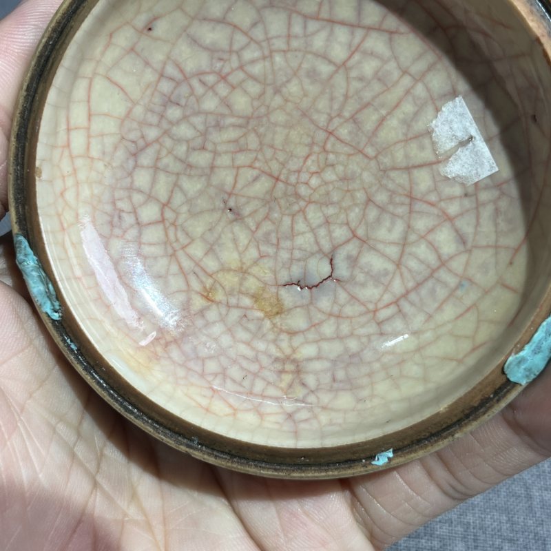 清晚期浆胎青花人物故事印泥盒 - 图11