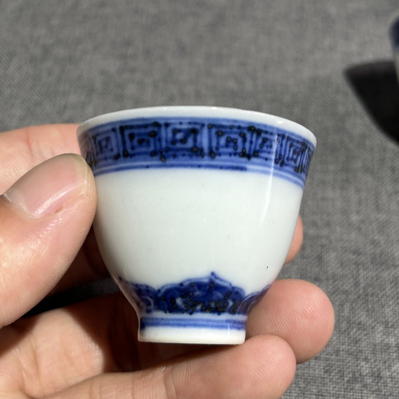 清中期青花鸡心杯一组5只 - 图9