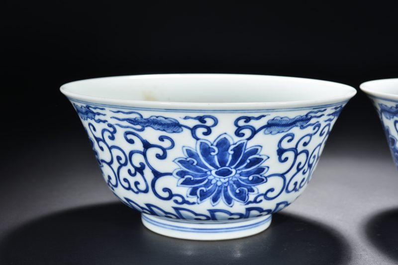 清 青花缠枝莲纹碗（2件） - 图6